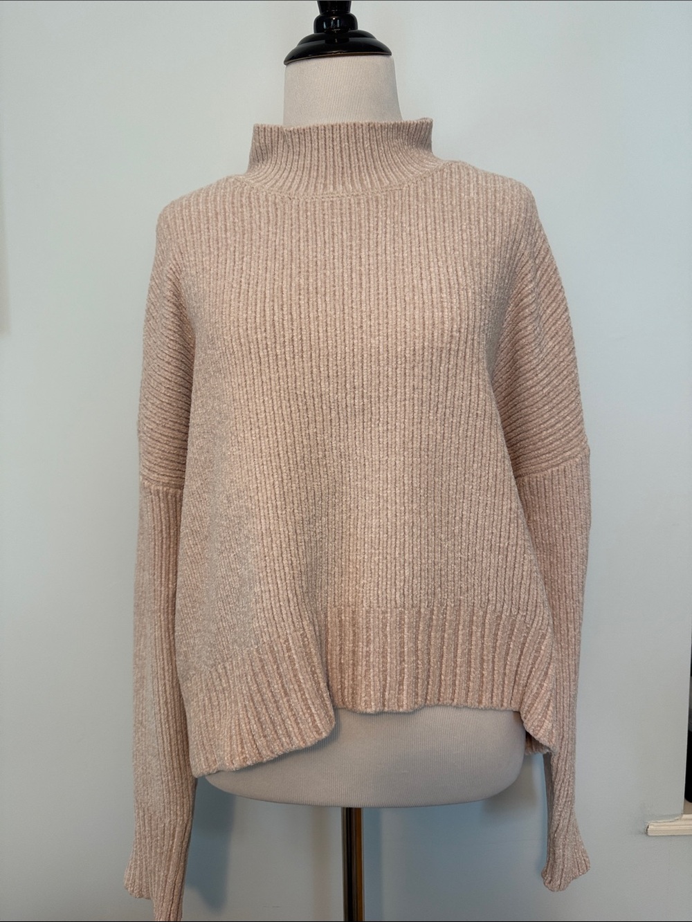 Sanctuary Blush Ribbed Mock Turtleneck Sweater